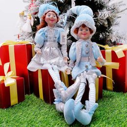 Décorations de Noël 1 paire Elf Couple poupées en peluche jouets arbre de Noël pendentif ornements suspendus décoration Navidad année cadeaux de Noël pour les enfants 231122