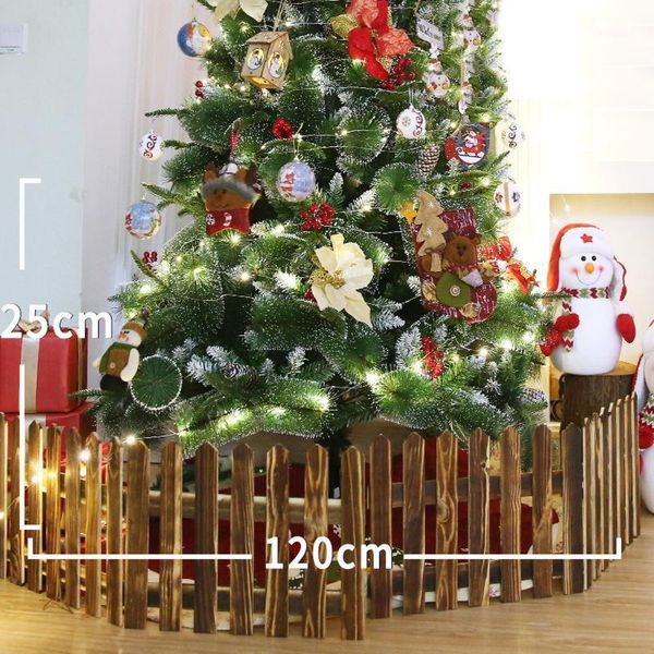 Décorations de noël 1 PC Clôture décorative en bois pour jardin miniature / arbre / fête de mariage blanc / marron