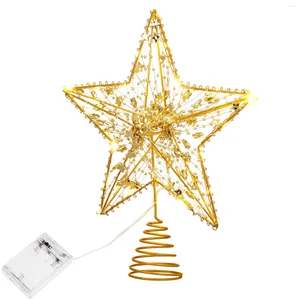Décorations de Noël 1 PC Gold Star Night Topper pour arbre de Noël en métal morave