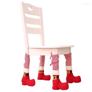 Kerstdecoraties 1 pc's chirstmas creatieve tafel voet huis ontlasting been beschermende el gestreepte kerstcartoon ornamenten