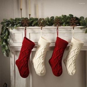 Décorations de Noël 1 pcs drôle géant bas chaussettes tricotées en laine sac cadeau fait à la main cheminée pendentif de chevet