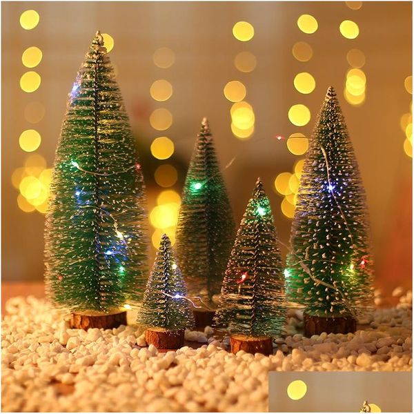 Decoraciones navideñas 10/15/20/25/30 cm Mini adorno de árbol Pino falso Lindo verde Decoración de fiesta artificial Dbc Entrega de gota Inicio Ga Dhxuz