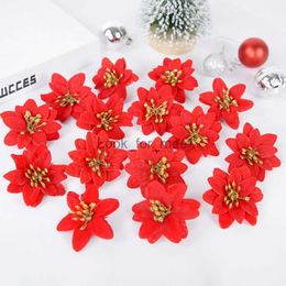 Décorations de Noël 10/20pcs 6cm Tête de fleur artificielle de Noël Ornements d'arbre de Noël 2023 Navidad Nouvel An Décoration de la maison Noel DIY Guirlandes HKD230921