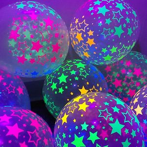 Kerstdecoraties 10 Duidelijke latex ballon Neon UV Blacklight Reactive Star Balloons Stars Points Birthday Party 231130