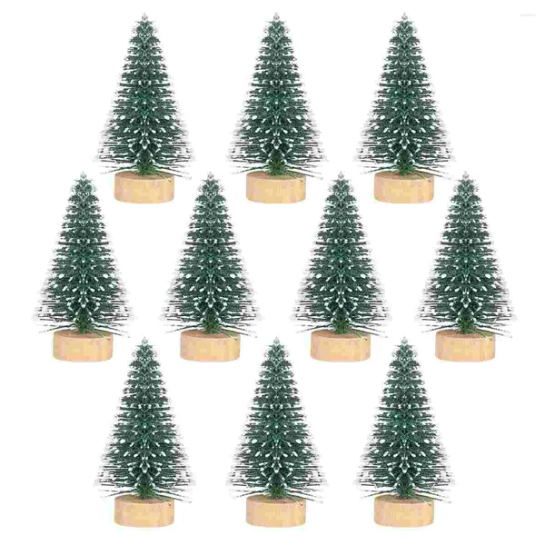 Décorations de Noël 10 arbres de pins miniatures avec base en bois pour scènes de décoration bricolage artisanat 5 cm