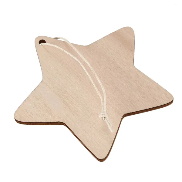 Décorations de Noël 10 x étiquettes en bois en forme d'étoile en bois uni avec trou (10 cm)