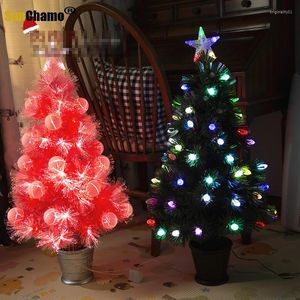 Kerstdecoraties 100-240V Kunstmatige boom Lamp Licht Huisdecor Pot Gekleurd Pink Gloeiende ster Cristmas Xmas Gift Festival Supplies