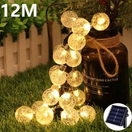 Décorations De Noël 100 LED Guirlande Lumineuse Solaire Fée s Jardin Extérieur Décoration De Mariage Lampe 12M IP65 Étanche Guirlande Meubles 221203