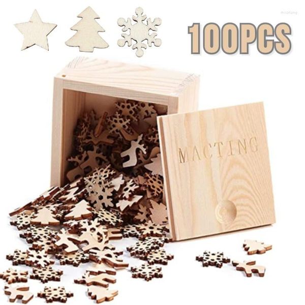 Decoraciones navideñas 100 piezas Mini tamaño Copos de nieve Adornos en forma de árbol de estrellas Adornos Arte Decoración artesanal