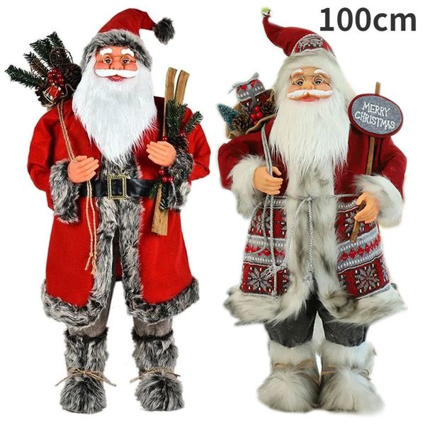 Décorations de Noël 100 cm grand père noël poupée enfants cadeau de noël décorations d'arbre de noël Navidad maison fournitures de fête de mariage ornements en peluche 231207