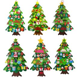 Décorations de Noël 100 cm bricolage feutre arbre de Noël avec ornements pour les tout-petits enfants cadeaux de Noël décoration murale de porte de maison suspendus décor d'arbre de Noël 231030