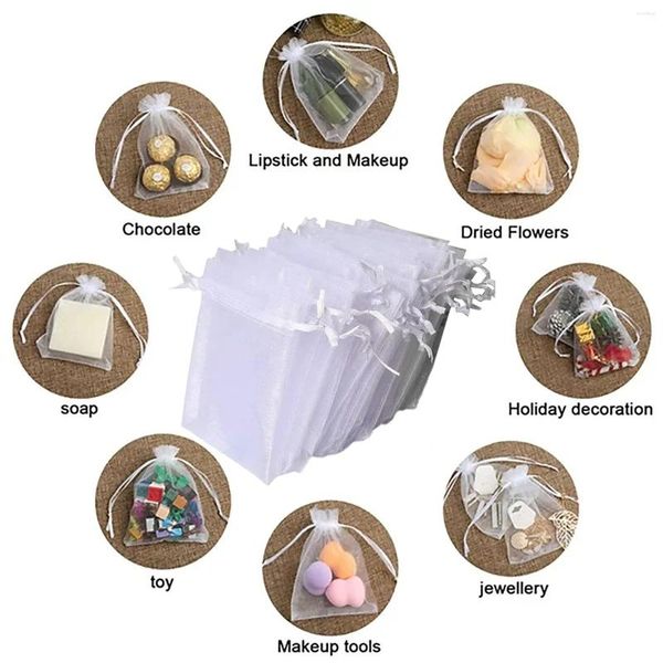 Décorations de Noël 100PC Net Fil Bundle Pocket Joy Candy Sac Transparent Cadeau Cordon Silicone Soupe Congélateur