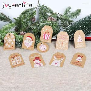 Kerstdecoraties 100 stks diy kraft tags vrolijke labels cadeau inpakpapier hangen kerstclaus kaarten feestbenodigdheden