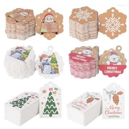 Décorations de Noël 100pcs emballage cadeau ornement joyeux père Noël étiquettes étiquettes année de Noël emballage cadeau