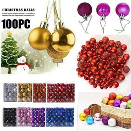 Décorations de Noël 100pcs suspendus arbre boule ornements assortis pendentif réutilisable boules de décoration de Noël bricolage artisanat décor à la maison