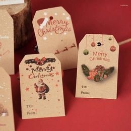 Décorations de noël 100 pièces joyeux papier Kraft emballage cadeau étiquette carte bricolage artisanat étiquettes volantes suspendus ornement fête décoration