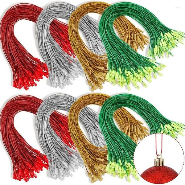 Décorations de Noël 100pcs / pack 20cm cordes d'étiquette arbre boule ornements cintre chaîne ruban crochet avec boutons-pression verrouillage pour étiquette de Noël lanière