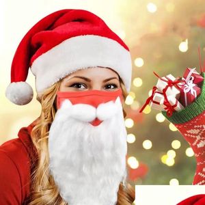 Decoraciones navideñas 100 piezas Máscara de fiesta Papá Noel Barba Visitante Blanco Divertido Cos Vestir Europa Estados Unidos Transfronterizo Invierno Dhubp