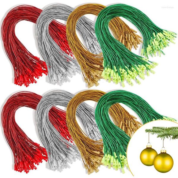 Décorations de Noël 100pcs Corde Fibre Fil Chaîne Fil Longe Ligne Arbre De Noël Boule Cadeau Suspendu Pendentif Ornement Étiquette Étiquette Décoration