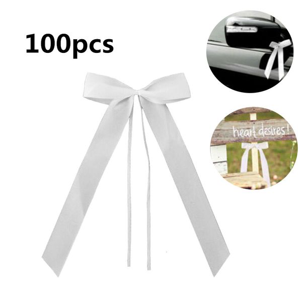 Décorations de Noël 100 Pcs Blanc Voiture De Mariage Année décoration Emballage Cadeau Ruban Arcs Partie Rubans Kit pour grand arbre de Noël arcs artisanat 221130