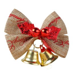 Kerstdecoraties 100pcslot groothandel mini jingle bell met bowknot boom ornamenten diy accessoires voor 220921