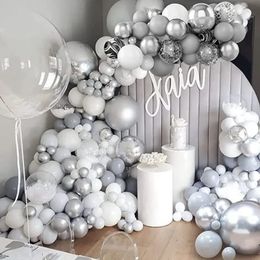 Kerstdecoraties 102 % Silver Gray Wit Ballon Garland Arch Agaat metalen Ballonnen BRUIDEN VERJAARDAG PARTY Decor Baby Shower Globos Latex Balon 231213