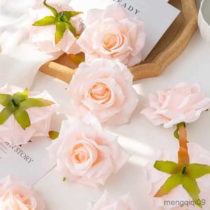 Décorations de Noël 10cm en gros fleurs artificielles pour scrapbooking de Noël décor de mariage jardin de mariage rose arc tête de soie boîte de bonbons