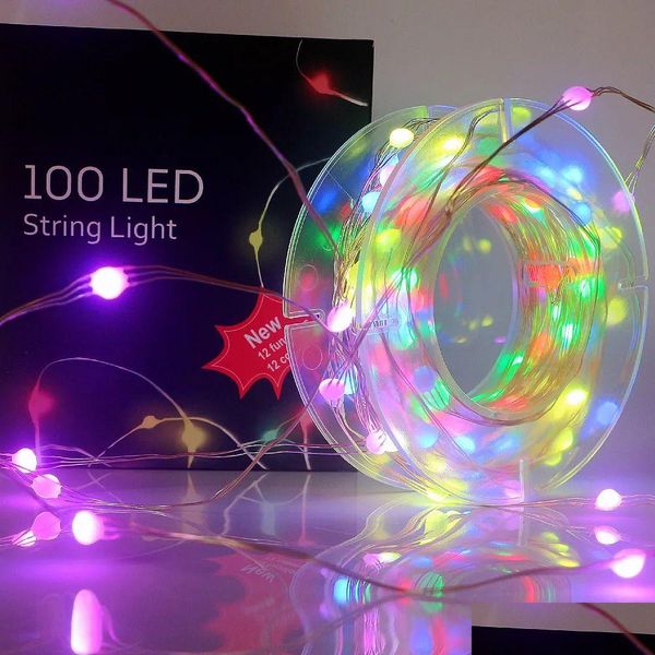 Décorations de Noël 10m 100 LED STRING LUMIÈRE COPIER COPIRE LURNE VOSMAS LUMIÈRES DE FAIS