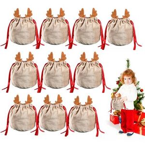 Décorations de Noël 10pc Christmas Reindeer Candy Gift Sac Velvet Sant Panta Sac à fourrage de Noël Décoration de Noël