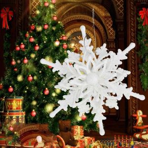 Décorations de Noël 10 pièces 12cm grand pendentif 3D flocon de neige en plastique paillettes arbre de noël suspendus ornements décor à la maison
