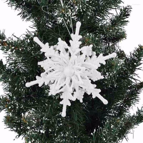 Décorations de Noël 10pcs 12cm grand pendentif 3D flocon de neige blanc en plastique paillettes arbre de Noël suspendus ornements décor à la maison