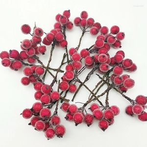 Kerstversiering (10 stks/zak) 4x7 cm Berry Bloem Bundel Kristal Imitatie Fruit Kerstboom Decoratie Bruiloft Krans DIY