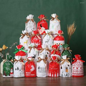 Kerstdecoraties 10 stks Candy Tas Santa Snowman Elk Bow Gifts Merry Cristmas Decoratie voor Home Xmas Tree Navidad Jaar 2023