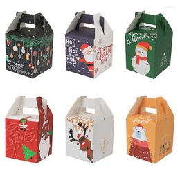 Kerstdecoraties 10 stcs Cartoon Merry Treat Boxes voor snoep Biscuit Baking Apple Paper Box Cookie Cadeauverpakking Jaar Navidad