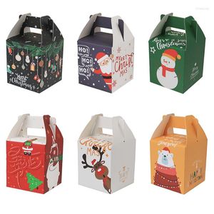 Décorations de Noël 10pcs Cartoon Joyeux Treat Boîtes pour bonbons Biscuit Cuisson Apple Paper Box Cookie Emballage cadeau Année Navidad