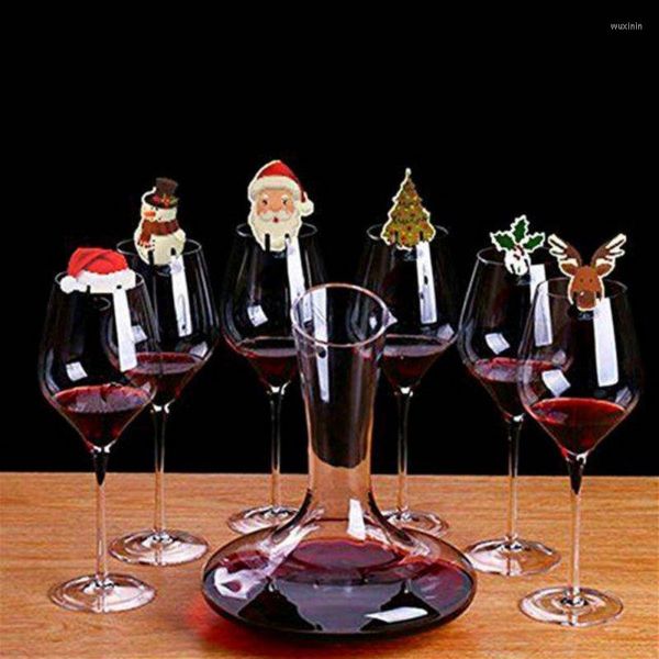 Décorations de Noël 10pcs Breloques en verre de boisson Marqueurs de cocktails Identificateurs de tasses de fête Marqueur de vin