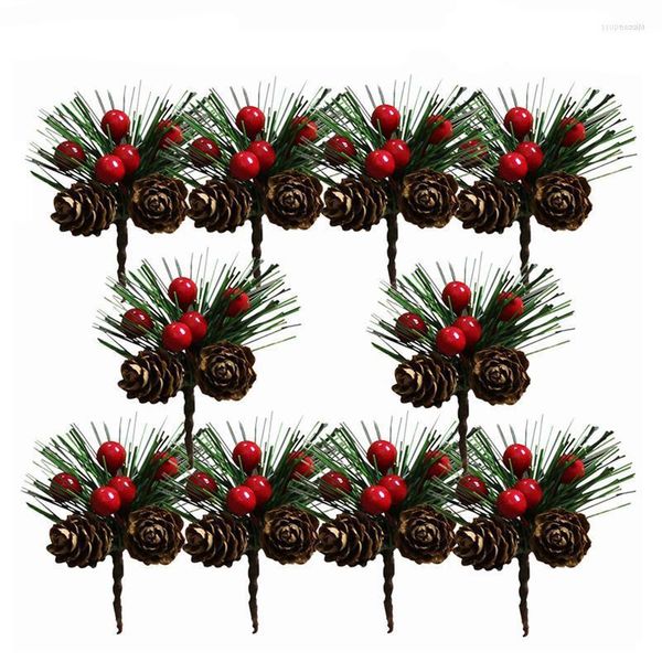 Décorations de Noël 10pcs fausses branches de pommes de pin bouquets de baies réalistes pour la décoration d'arbre de Noël de l'année 2023