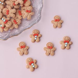 Christmas Decorations 10pcs Gingerbread Man Charms Kawaii Resin Pendant For Earring Bracelet Keychain Diy Kid Jewelry Making Supplies