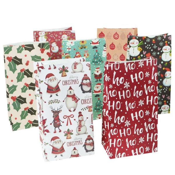 Décorations de Noël 10 pcs Kraft Papier Bonbons Cookie Sac Père Noël Bonhomme De Neige Cadeau Emballage Sacs Xmas Navidad Année Fête Décor Supplies.Christ