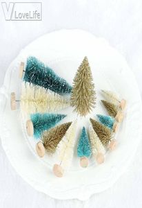 Décorations de Noël 10pcs mini bricolage arbre 65 cm faux pincement sisal pinceau blanc santa snow frost house décor7286797