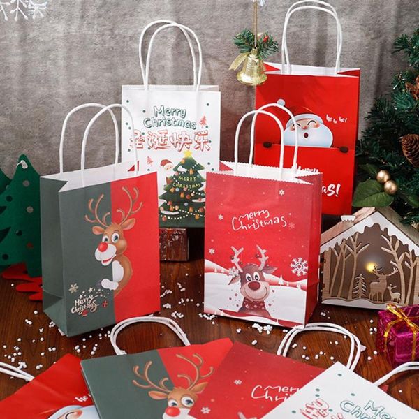 Décorations de Noël 10pcs emballage sac papier kraft cadeau personnalisé emballage alimentaire portable