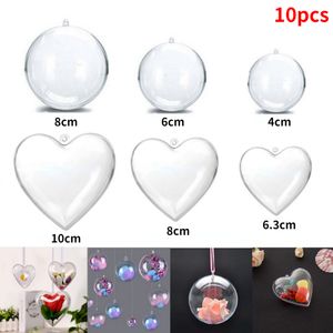 Décorations de Noël 10 pièces Transparent ouvert en plastique boule d'ornement de Noël boule claire pour la fête de Noël enfants cadeau présent boîte décorations 230905