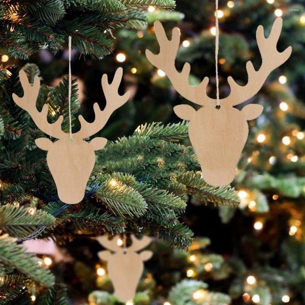 Adornos navideños, 10 Uds., adornos de madera sin terminar, adornos colgantes de madera, adornos artesanales para Diy, vacaciones, Navidad