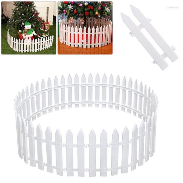 Décorations de Noël 10pcs Blanc PVC Picket Clôture Amovible Arbre Miniature Maison Jardin Noël Décoration de fête de mariage