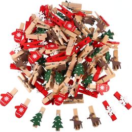 Decoraciones navideñas 10 unids Clips de madera Decoración de fiesta de año Po Clip de pared Adornos de bricolaje para el hogar Árbol de Navidad 230907