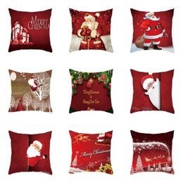 Kerstdecoraties 10 stks Kerststijl katoenen linnen kussensloop Cover Merry Santa Claus Home Rome Decoratieve kussens Noordige gelukkige jaar GI
