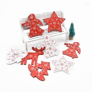 Décorations De Noël 10pcs Année Ornement D'arbre En Bois Naturel Pendentifs Suspendus En Bois Bricolage Cadeaux Boîte Navidad Elk Des Neiges De Mariage Décor À La Maison