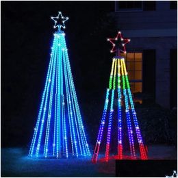 Kerstdecoraties 110V-240V Plug geanimeerde lichtshow Kegel Tree Led Yard Licht String Lichten Waterdichte IP44 voor drop levering Hom DHVQO