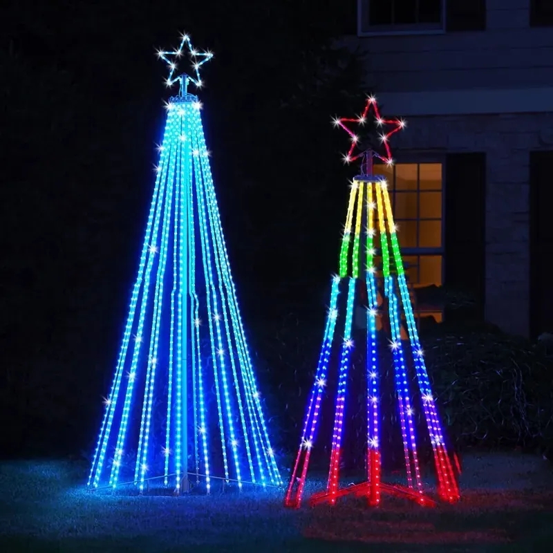 Christmas Decorations 110V-240V Plug Animated Lightshow Cone Christmas Tree LED Yard Light LED String Lights Waterproof IP44 for Christmas