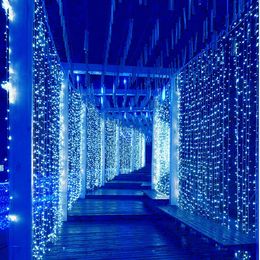 Décorations de Noël 110V US Plug Rideau lumineux LED Icicle String Light Connectable Année 2024 Guirlande 3x1/3x2/3x3/6x3m Décorations de Noël 2024 231025
